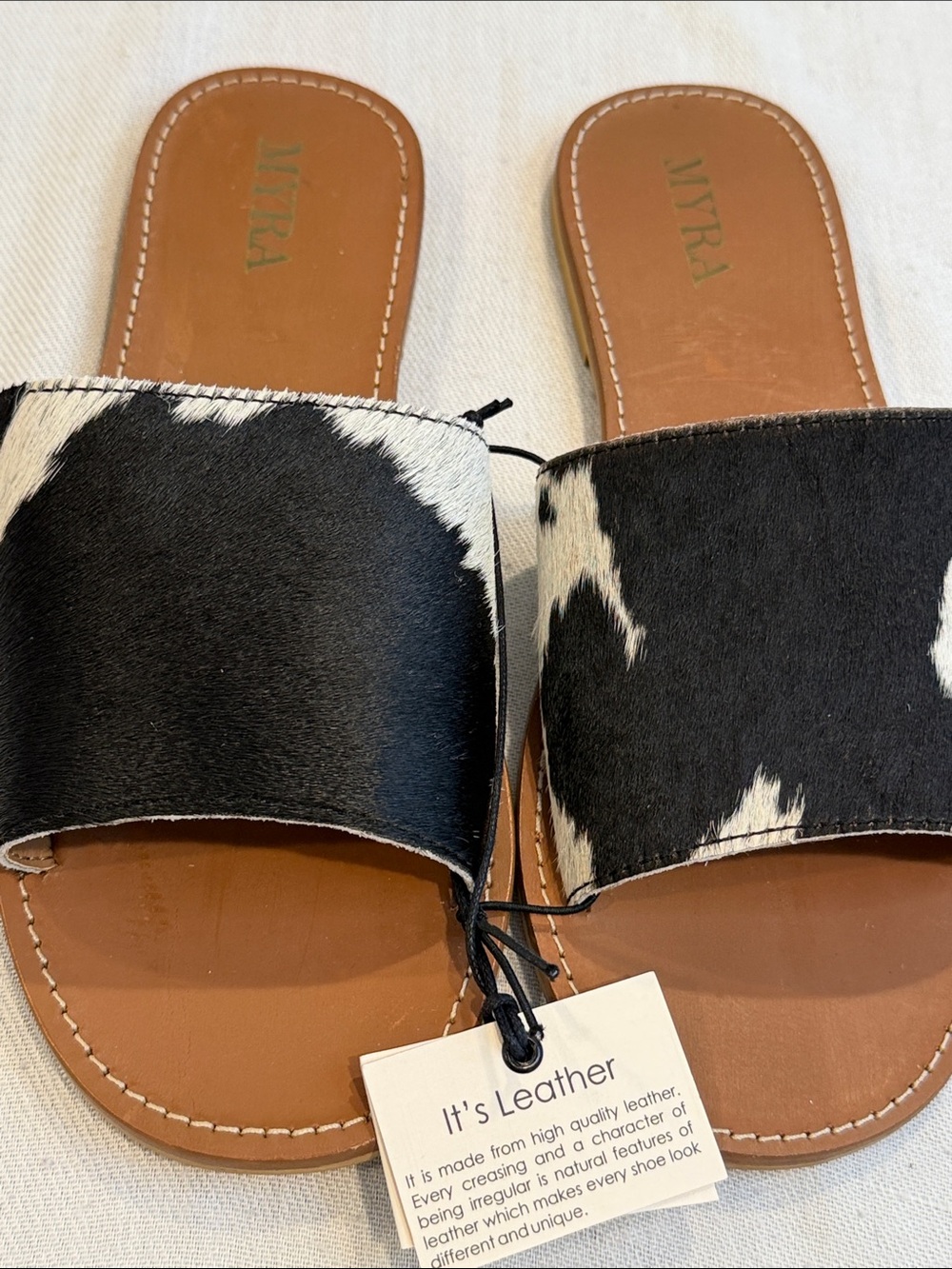 Myra Bag black and white Cowhide Sandals NWOT